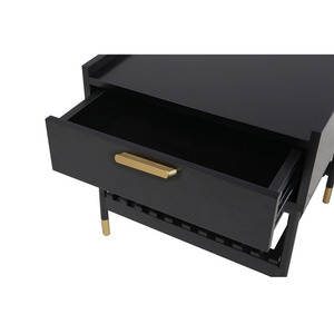 Table de chevet noire à un tiroir de luxe au design nordique moderne Mobilier de chevet pliable en bois pour chambre à coucher Ameublement de maison - Product Image 6