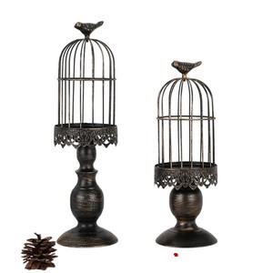 Juego de 2 candelabros de Metal en forma de jaula de pájaros dorados, soporte votivo decorativo para boda, mesa de Navidad, centro de mesa para decoración del hogar - Product Image 1