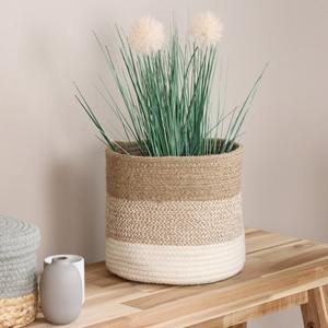 Cesta de cuerda de yute de diseño bohemio más vendida 100% Cesta de almacenamiento de calidad premium de India Precio al por mayor - Product Image 1