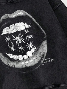 Pull à capuche brodé tendance pour hommes, fermeture à glissière, tissu en coton polaire/polyester respirant et confortable pour l'hiver - Product Image 3