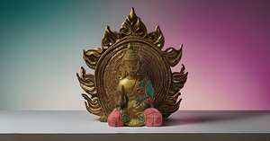 Statue de Bouddha en laiton de haute qualité pour position de méditation assise religieuse et culturelle avec sculpture fine pour Mandir ou table - Product Image 6