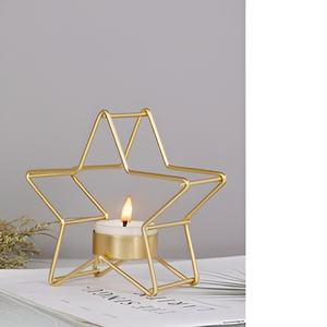 Modern Style Christmas 2024 Metal T <b>Candle</b> Holder Set With Wooden Marble Base Home Festival Decoration <b>Candle</b> <b>Tea</b> <b>Light</b> Holder - Product Image 3