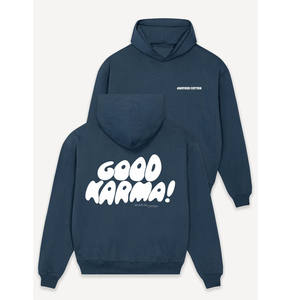 Sweat à capuche en coton surdimensionné personnalisé Nray Blue Sweat Good Karma Sweat à capuche surdimensionné lourd - Product Image 1