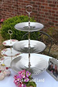 Aluminum <b>Casted</b> Round Cake Stand Silver Finished Design Stem Nickel Finishing Cup Cake Dessert Server Dishwasher Safe Best Price - Product Image 2