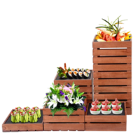 Vente en gros, stand de service alimentaire en bois de haute qualité, présentoir de buffet unique du Vietnam