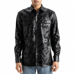 Black Sublimation <b>Leather</b> Shirts Women Button Down Fashion <b>Leather</b> Shirt Ladies Letterman Printed Casual Shirt Women's - Product Image 4