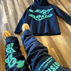 Chándal Pullover Jogger Pants Set HOODIE Custom Printing Chándal Fleece Cotton Sweatsuit & Sweatpants Set para hombres - Product Image 3
