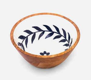 Bols de service en bois faits à la main Nouveau design Émail Imprimé Forme ronde Différentes tailles Ustensiles de cuisine Bol de service - Product Image 6