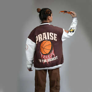 แจ็กเก็ตเบสบอลมหาวิทยาลัยสำหรับผู้หญิงแจ็กเก็ตเลตเทอร์แมนปักโลโก้ - Product Image 2