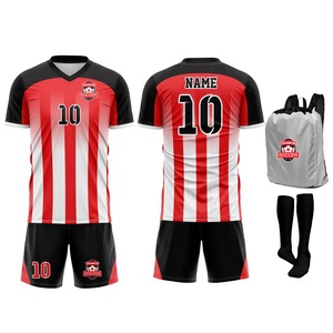 Ensemble de maillot de football personnalisé pour homme, manches courtes, respirant, haute qualité, avec logo frontal, col en V, taille élastique, tout inclus - Product Image 5