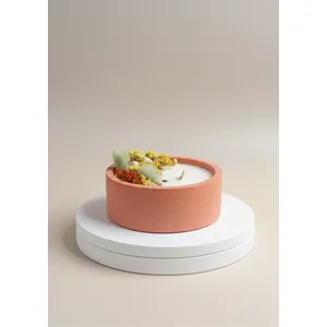 Handmade Dried Flower Art <b>Candle</b> Wooden <b>Wick</b> and Clay Soy Wax for Home Decoration - Product Image 3