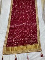 Sari ethnique en soie Gaji avec broderie multi-paillettes de 3 mm, motif uni, extensible et écologique