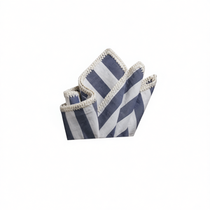 Handmade Knitted <b>Edge</b> Signature Border Linen Pocket <b>Square</b> White Gray for Dining Blazer Suits - Product Image 3