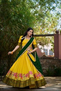 Ropa festiva con apariencia del sur de la India, tela de algodón, estilo pesado, Lehenga y Choli a precio mayorista, obtener pedido - Product Image 5