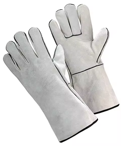 Guantes de soldadura de cuero dividido de vaca gruesa de alta calidad, guantes de seguridad para barbacoa resistentes al calor, excelente protección de cuero para manos y brazos - Product Image 3