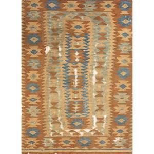 พรมขนสัตว์สีเบจและสีน้ำตาลแบบคลาสสิกของ Nayaab ลายเรขาคณิตสี่เหลี่ยมผืนผ้า ทำด้วยมือ สำหรับห้องนั่งเล่นหรือห้องนอน-Paem-1002 - Product Image 1