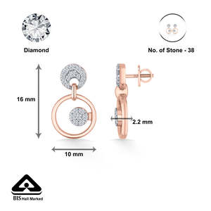 Boucles d'oreilles pendantes en or rose avec diamants pour femmes - Product Image 6