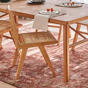 Silla de comedor de madera de teca maciza Kitty, diseño moderno y sencillo con ratán para comedor interior y exterior para uso en el hogar, oficina y parque - Product Image 2