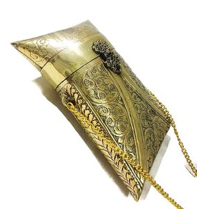 Handcrafted brass clutch <b>bag</b> with textured surface Brass clutch <b>bag</b> for engagement parties At Lowest Price By HF CRAFTS - Product Image 5