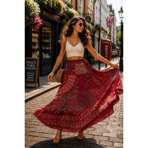 Natural Waistline Jaipuri Woven 100% Cotton Neptol Print <b>Wrap</b> <b>Around</b> <b>Skirt</b> up to XXL (CWS00016) - Product Image 2