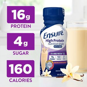 Ensure High <b>Protein</b> Bottled Vanilla Nutrition Shake with Fiber 8 fl oz, 24 Pack - Product Image 2