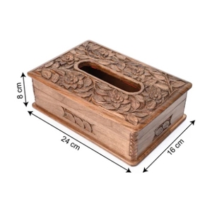 กล่องกระดาษเช็ดปากไม้วอลนัทแกะสลักสุดพิเศษบาร์กลางบ้านไร่แบบชนบทเคาน์เตอร์ร้านอาหารชั้นนำของตกแต่งบ้าน - Product Image 3