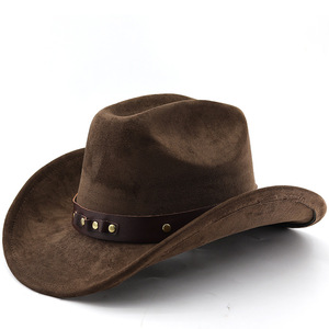 หมวกคาวบอยตะวันตกสำหรับผู้ชายหมวกคาวบอยหนังกลางแจ้งหมวกคาวบอยสำหรับผู้ชายหมวกแฟชั่นหนังแท้ออกแบบได้ตามต้องการใหม่ - Product Image 1