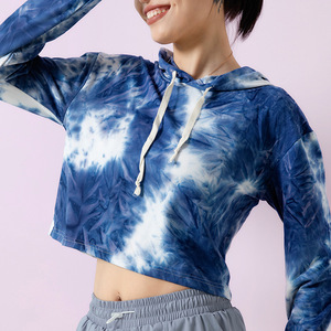 เสื้อฮู้ดกันหนาวมัดย้อมสำหรับผู้หญิงเสื้อครอปแบบมีฮู้ดสีและขนาดที่กำหนดเองสำหรับฤดูหนาวดีไซน์ล่าสุด - Product Image 6