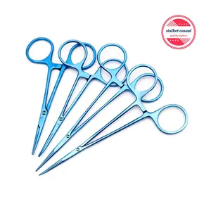 4 Pcs Set Haemostatic forceps straight handle size: 5" & 5.5" titanium surgical operating instrument tooth hemostat