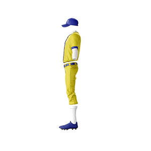 Ensemble Maillot et Pantalon de Baseball Jaune Personnalisé pour Homme, Manches Courtes, Respirant, 100% Polyester, Impression par Transfert Thermique, Équipe Personnalisée - Product Image 3