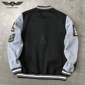 Vente en gros de flanelle décontractée et confortable sur mesure facile à porter avec veste d'université de baseball brodée pour hommes - Product Image 2