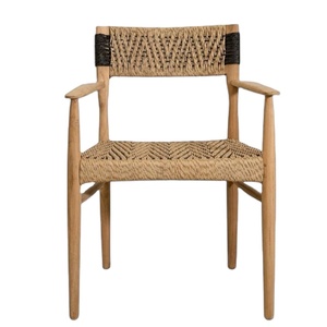 เก้าอี้พักผ่อนโครงไม้สัก ดีไซน์มินิมอล พร้อมพนักพิงทอเชือก สำหรับตกแต่งบ้าน - Product Image 1