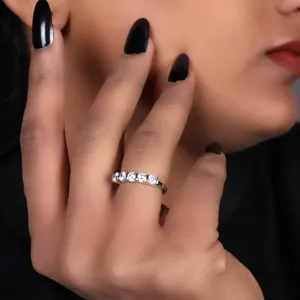 Women's Trendy Silver <b>Cubic</b> <b>Zirconia</b> <b>Ring</b> Daily Wear Jewelry with Rose <b>Gold</b> <b>Gold</b> Plating Inlay Fashion <b>Ring</b> Unique Number Shape - Product Image 3