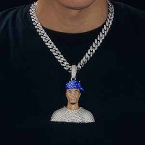 Pendentif Hip Hop en argent sterling 925 de haute qualité entièrement glacé par des diamants de Moissanite brillants ronds - Product Image 3