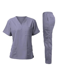 Scrubs uniforme costume à manches courtes col en v hauts pantalons de survêtement ensemble uniforme d'allaitement femmes multicolore Pet médecin gommage vêtements de travail médicaux - Product Image 5