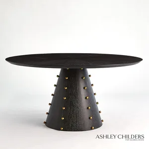 Table à manger Spheres - Finition éclatante en chêne cerisé ébène, pièce maîtresse pour une salle à manger moderne - Product Image 1