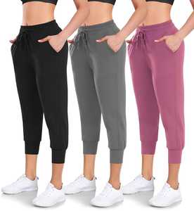 Yogajogger de cintura alta para mujer, pantalones de chándal Capri, paquete de 3 mallas atléticas para correr, bolsillos planos para entrenamiento de gimnasio para salón de invierno - Product Image 2