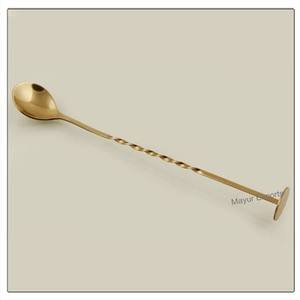 Agitateur à cocktail cuillère en acier inoxydable finition laiton classique écologique de qualité supérieure pour bar à domicile usage professionnel disponible - Product Image 2
