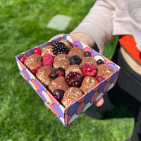 Boîte d'emballage personnalisée pour desserts au chocolat et à la fraise, boîte à biscuits, gaufres, traiteur, sauce à tremper avec séparateurs