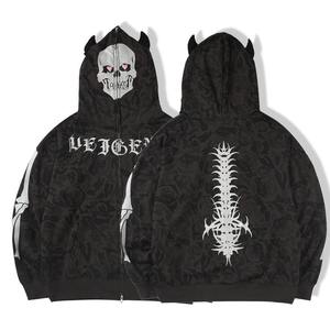 Wholesale Hot selling New latest fashionable puff Print Mens Casual Street wear Raw Hem <b>Graphic</b> <b>zip</b> <b>up</b> <b>Hoodies</b> - Product Image 1