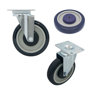Roulettes pour meubles 127 mm, roue en polyuréthane, fixation sur plaque, rigides, en alliage de zinc, industrielles, durables, capacité de charge 120 kg, sans frein - Product Image 5