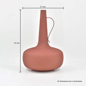 Vase à fleurs en métal à long cou de style moderne Texture en terre cuite Base ronde pour Table Cuisine Salon Salle à manger Décor - Product Image 4