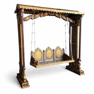 Silla Columpio Tradicional de Madera, Muebles Cómodos para Exteriores, para Jardín o Sala de Estar, Diseño Pintado - Product Image 3