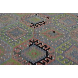 พรมตุรกีโบราณขนาด5.3x10.9ฟุตผ้าวูลถักปอกระเจาสีเขียวน้ำเงิน - Product Image 5