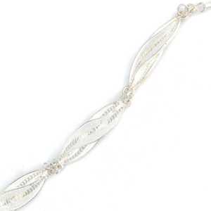 925 Sterling <b>Silver</b> Filigree Leaf Motif <b>Cuff</b> <b>Bracelet</b> Fashionable and Elegant Accessory - Product Image 3