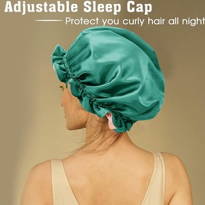 Prix de gros Bonnet à cheveux double face à large bande Turban doux Chapeaux Taille supplémentaire Bonnet de nuit Bonnets en satin pour femmes - Product Image 4