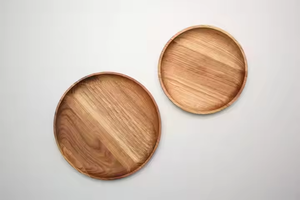 Plato de madera seguro, atemporal, duradero, ecológico, perfecto para todos los platos, juego de artesanía de media luna - Product Image 4