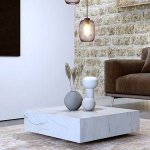 Klaar thiết kế vuông thấp Bàn cà phê 60x60x18cm trắng calacatta đá cẩm thạch sản xuất tại Ý - Product Image 1