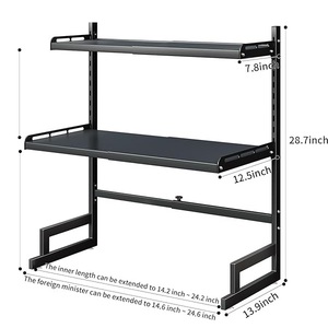 Support de four à micro-ondes moderne réglable en hauteur étagère à 3 niveaux support robuste étagère en métal pour une utilisation cuisine Garage entrepôt armoire - Product Image 5
