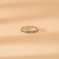 Bague de fiançailles artisanale en argent sterling plaqué or et rhodium, avec topaze bleue naturelle, pierre précieuse indienne, style vintage pour femme